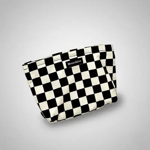 Trousse de toilette damier – Grande capacité & design moderne