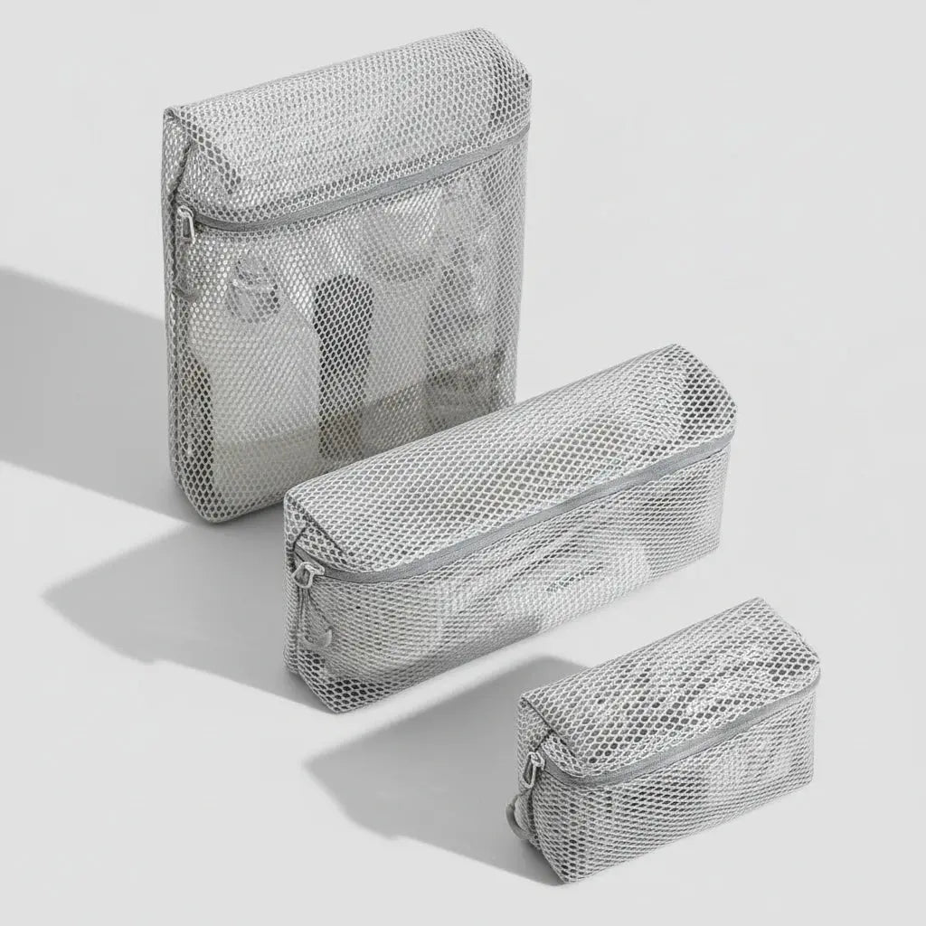 Trousse de toilette en nylon mesh avec poignée