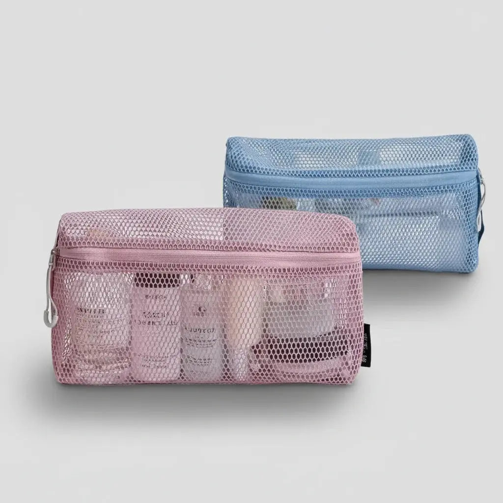 Trousse de toilette en nylon mesh avec poignée