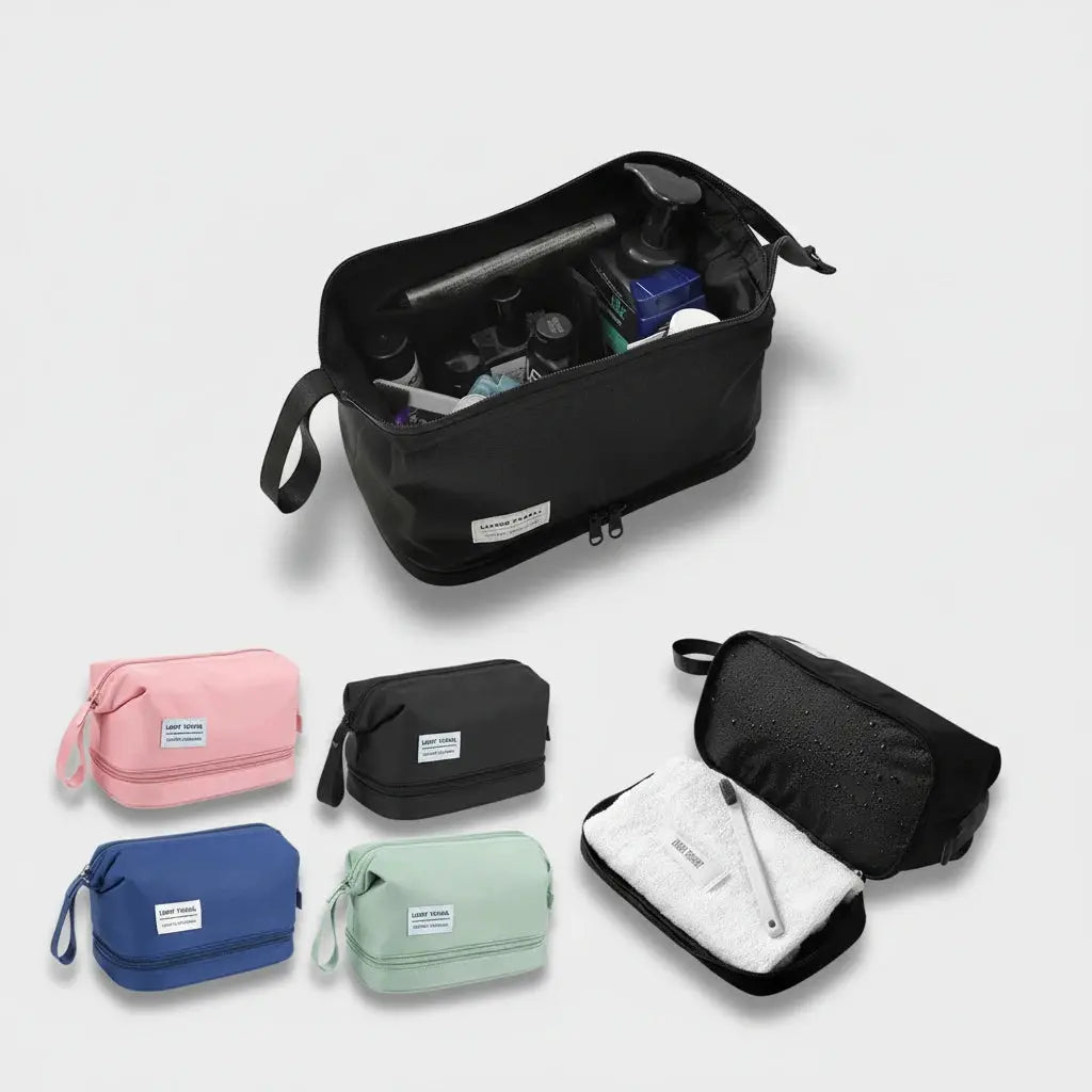 Trousse de toilette étanche nylon – Voyage hommes femmes