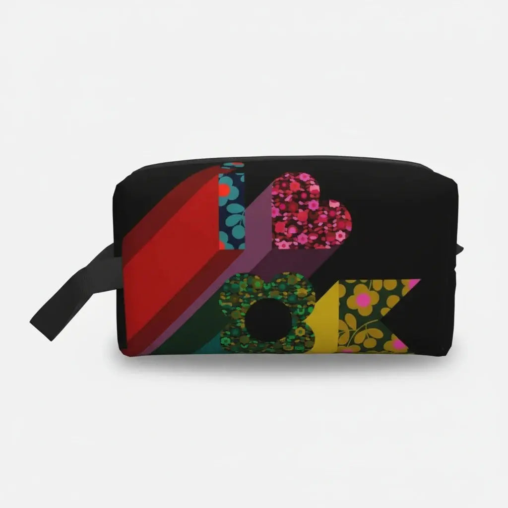 Trousse de toilette femme motifs géométriques rétro