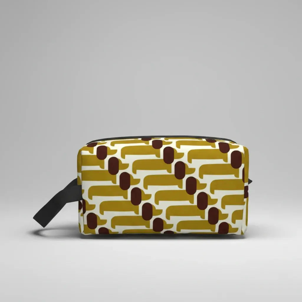 Trousse de toilette femme motifs géométriques rétro