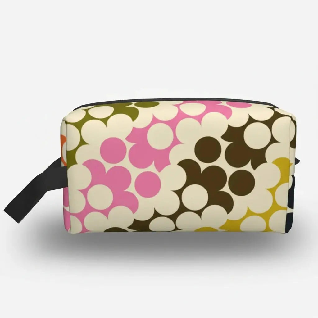 Trousse de toilette femme motifs géométriques rétro