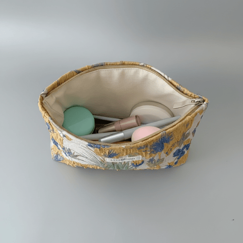 Trousse de toilette femme vintage – Grande capacité, tissu satiné