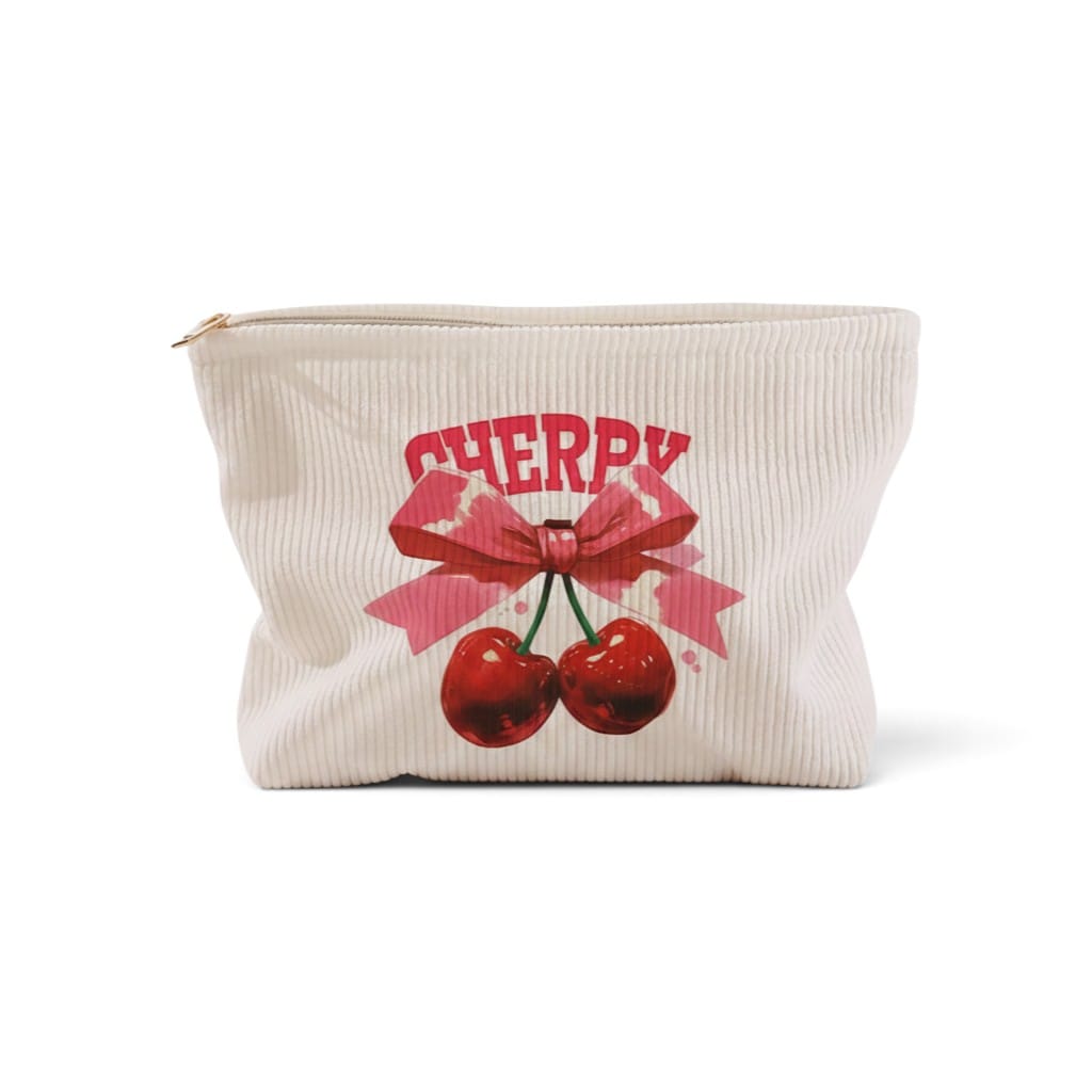 Trousse de Toilette Fille Cerise Velours Côtelé | TrousseUp