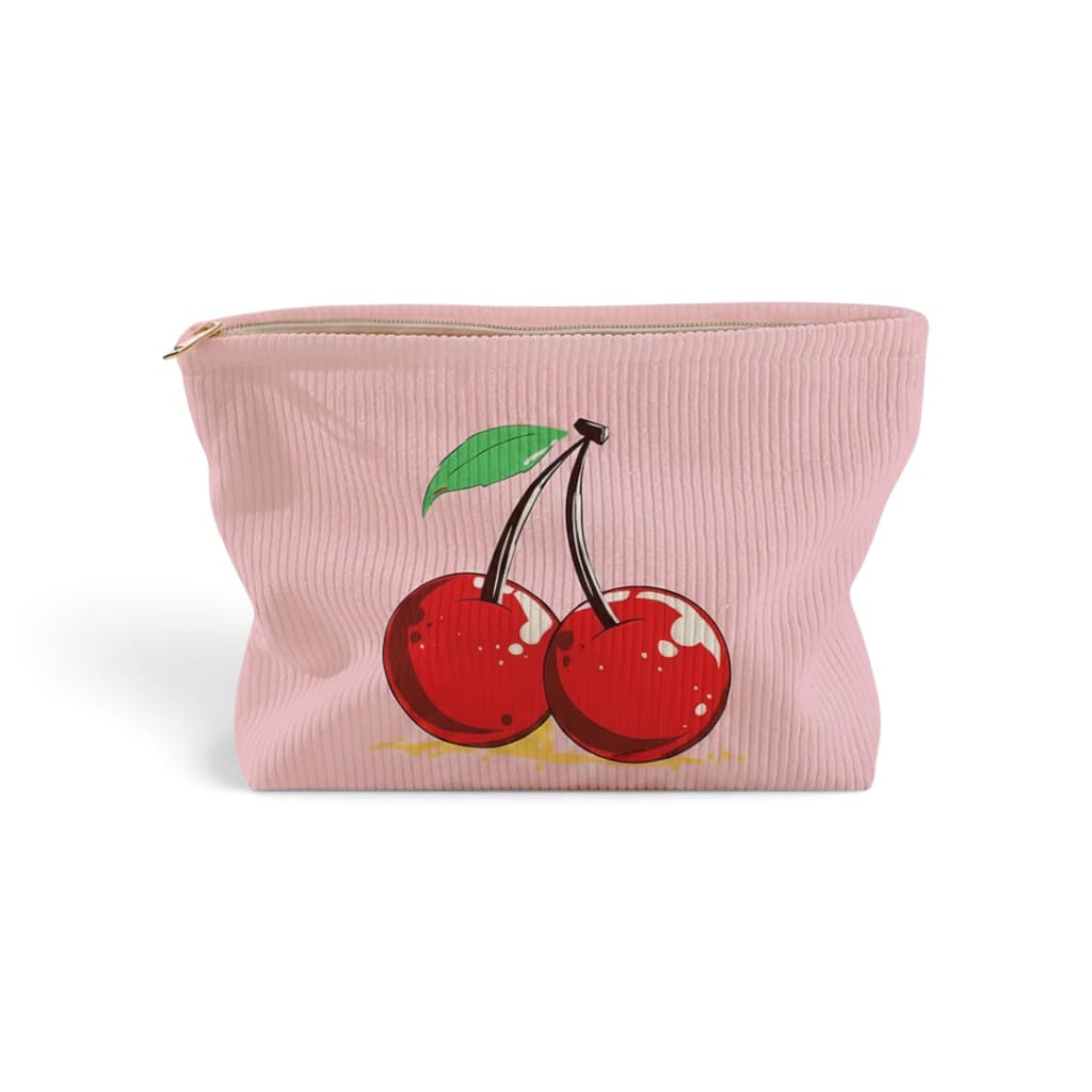 Trousse de Toilette Fille Cerise Velours Côtelé | TrousseUp