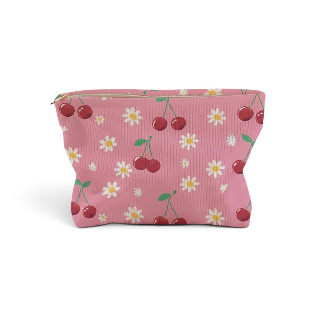 Trousse de Toilette Fille Cerise Velours Côtelé | TrousseUp
