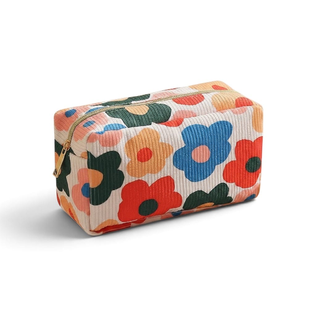 Trousse de Toilette Fille Fleurs Velours Côtelé | TrousseUp