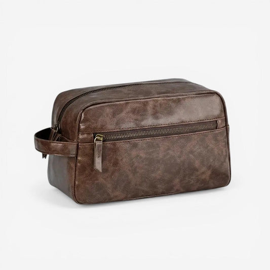 Trousse de toilette homme cuir PU étanche spacieuse