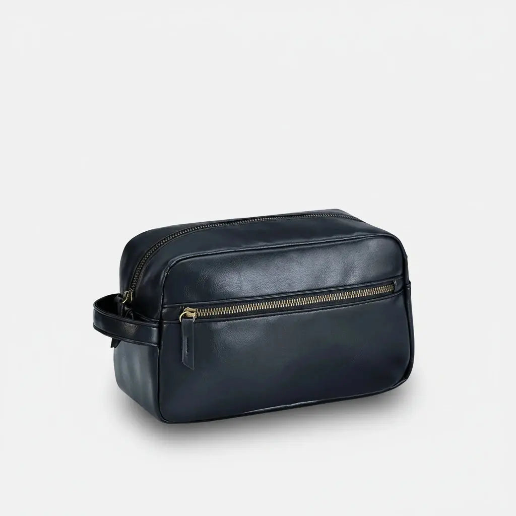 Trousse de toilette homme cuir PU étanche spacieuse