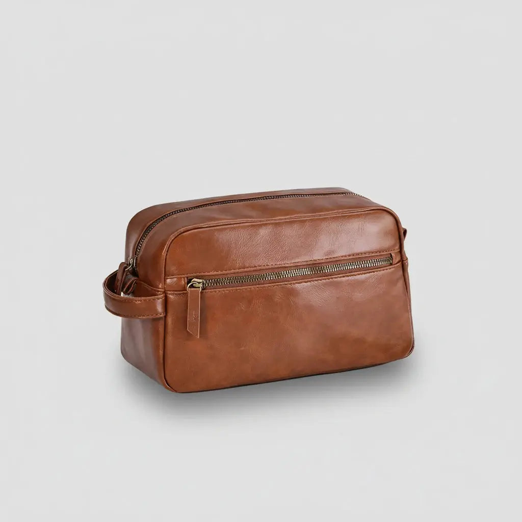 Trousse de toilette homme cuir PU étanche spacieuse