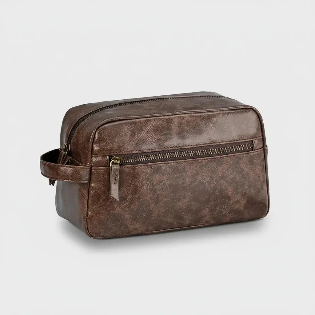 Trousse de toilette homme cuir PU étanche spacieuse