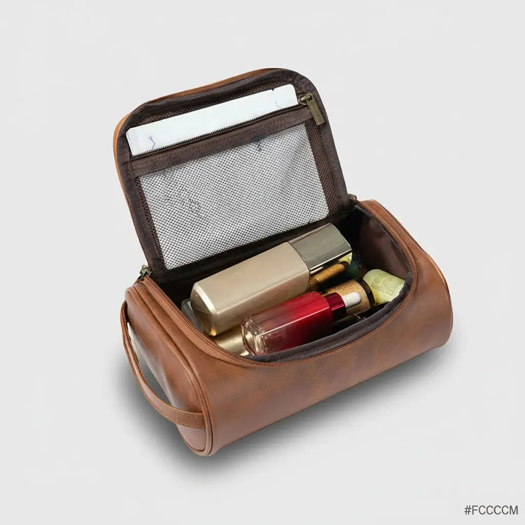 Trousse de toilette homme cuir PU rétro – compacte et élégante