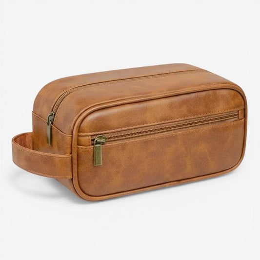 Trousse de toilette homme cuir PU rétro – Voyage pratique