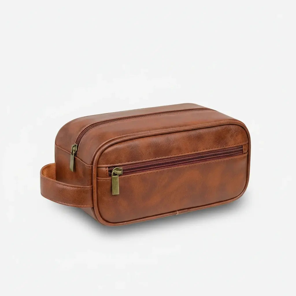 Trousse de toilette homme cuir PU rétro – Voyage pratique