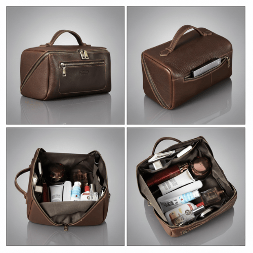 Trousse de toilette homme cuir véritable – Grande capacité