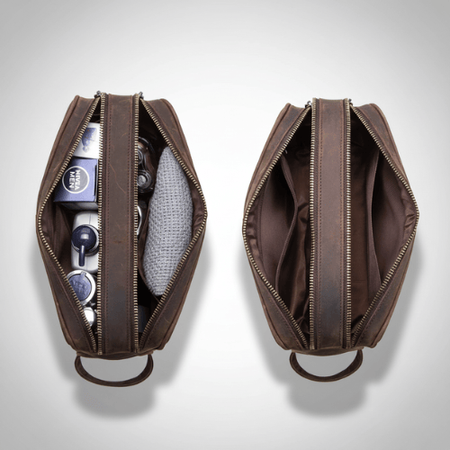Trousse de toilette homme en cuir véritable – Crazy Horse