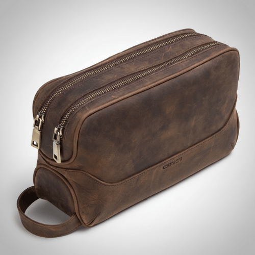 Trousse de toilette homme en cuir véritable – Crazy Horse