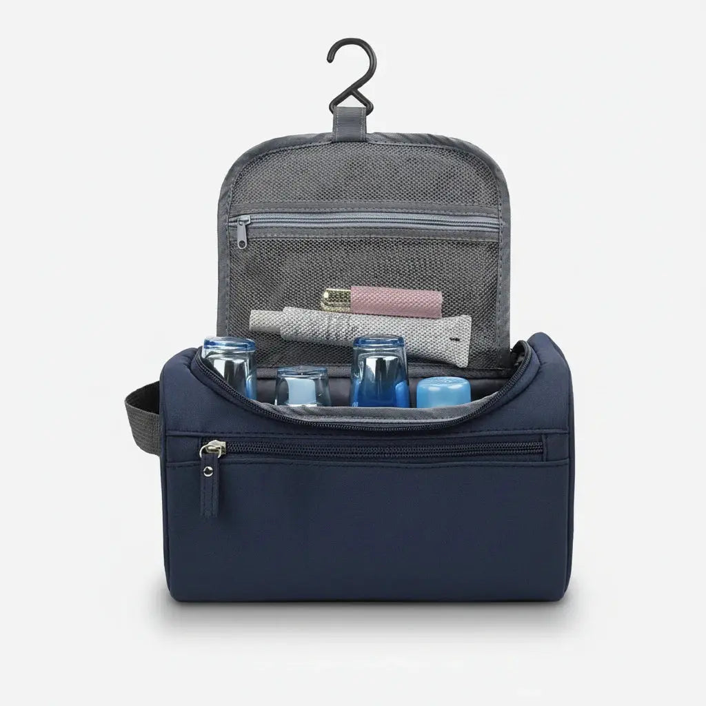 Trousse de toilette homme noire à suspendre avec compartiments