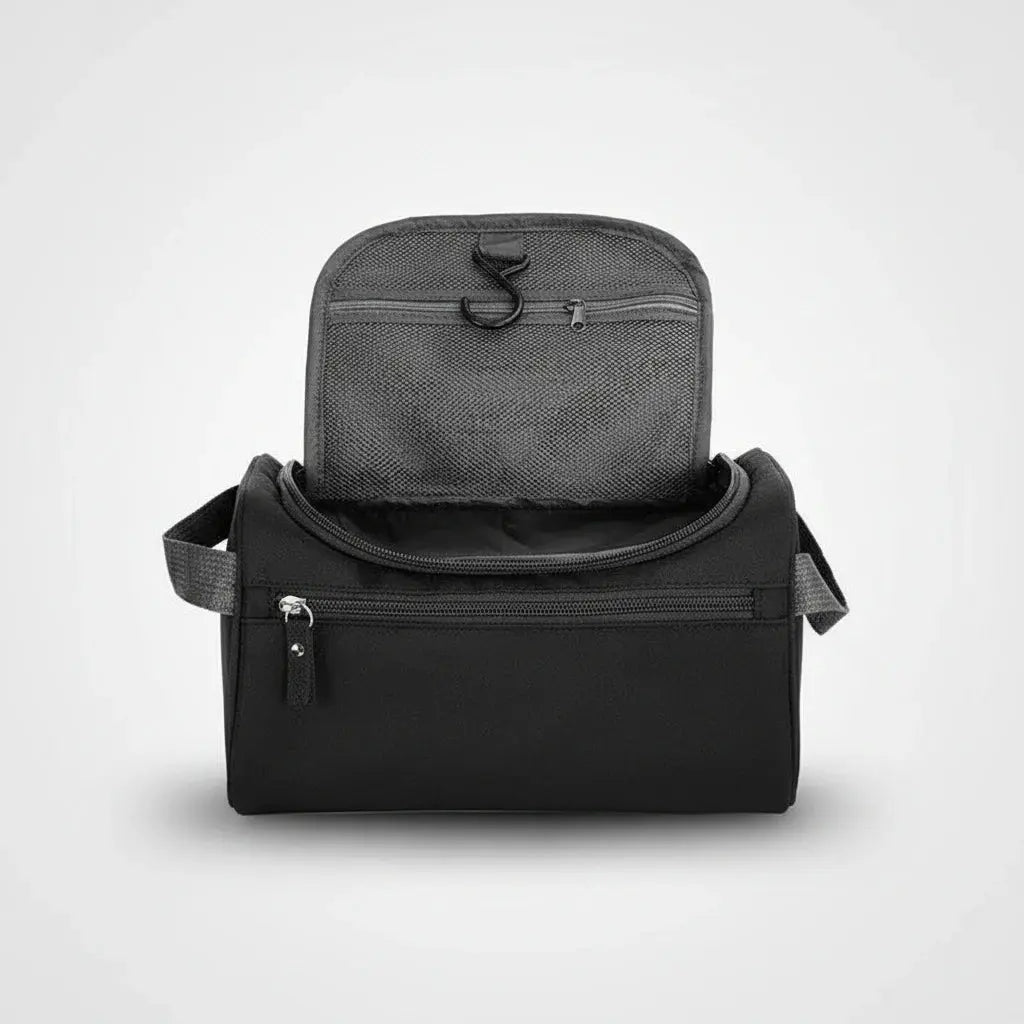 Trousse de toilette homme noire à suspendre avec compartiments