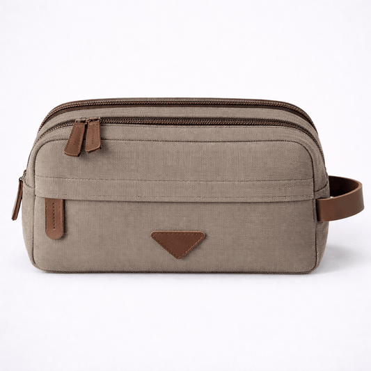 Trousse de toilette homme toile et cuir vintage