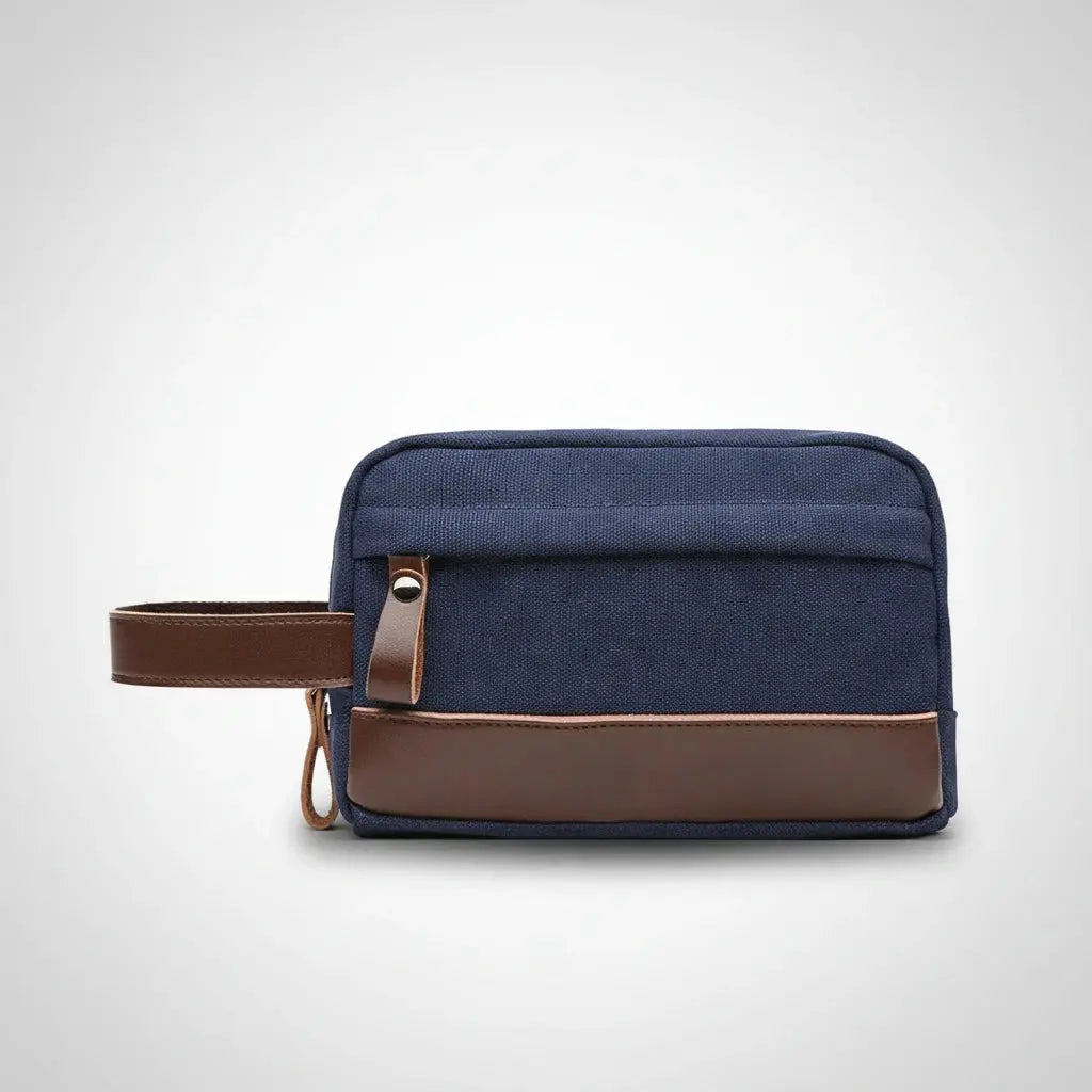 Trousse de toilette homme toile et cuir vintage