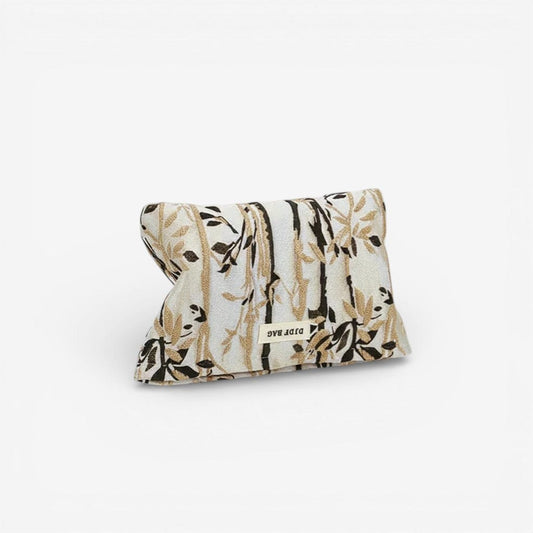 Trousse de toilette jacquard doré – grande capacité chic