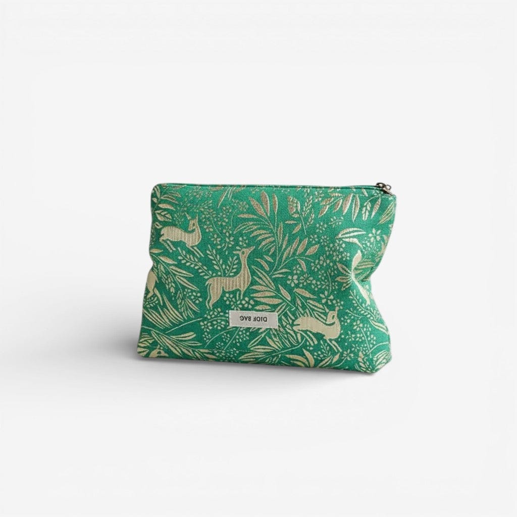 Trousse de toilette jacquard doré – grande capacité chic
