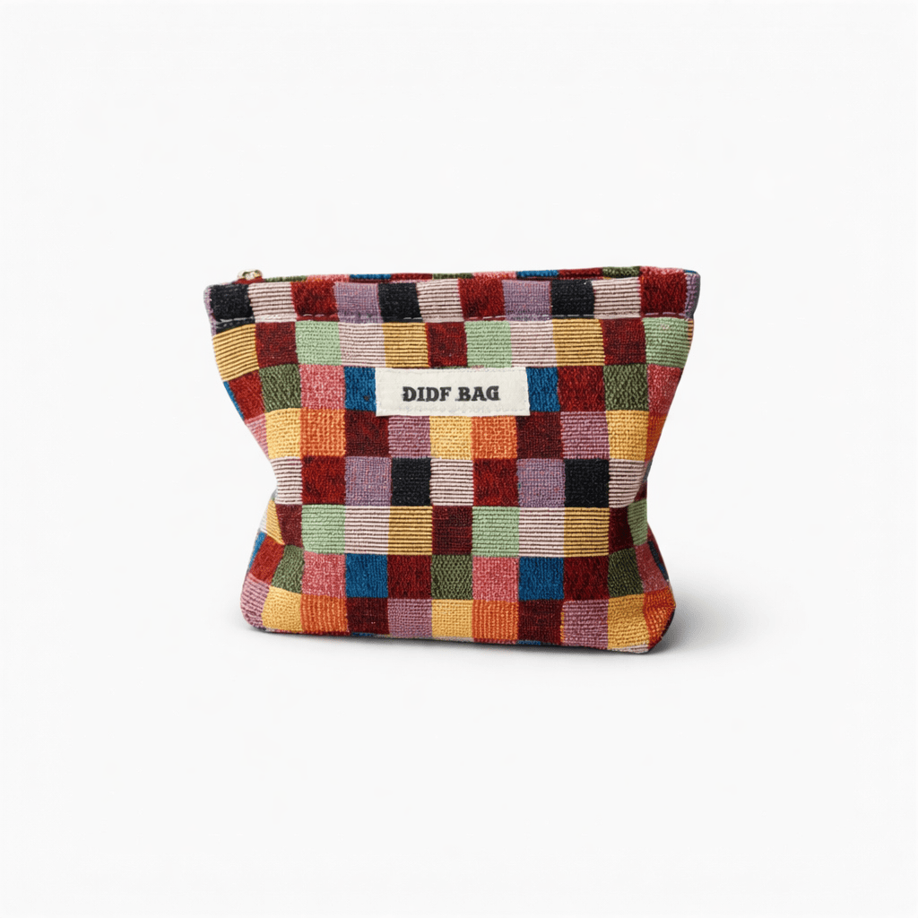 Trousse de toilette jacquard doré – grande capacité chic