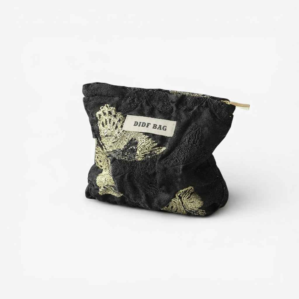 Trousse de toilette jacquard doré – grande capacité chic