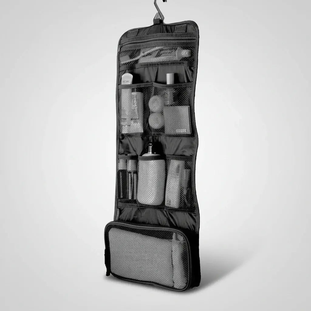 Trousse de toilette suspendue pliable en toile imperméable