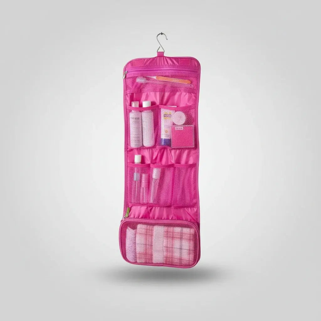 Trousse de toilette suspendue pliable en toile imperméable