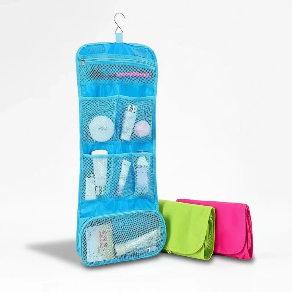 Trousse de toilette suspendue pliable en toile imperméable