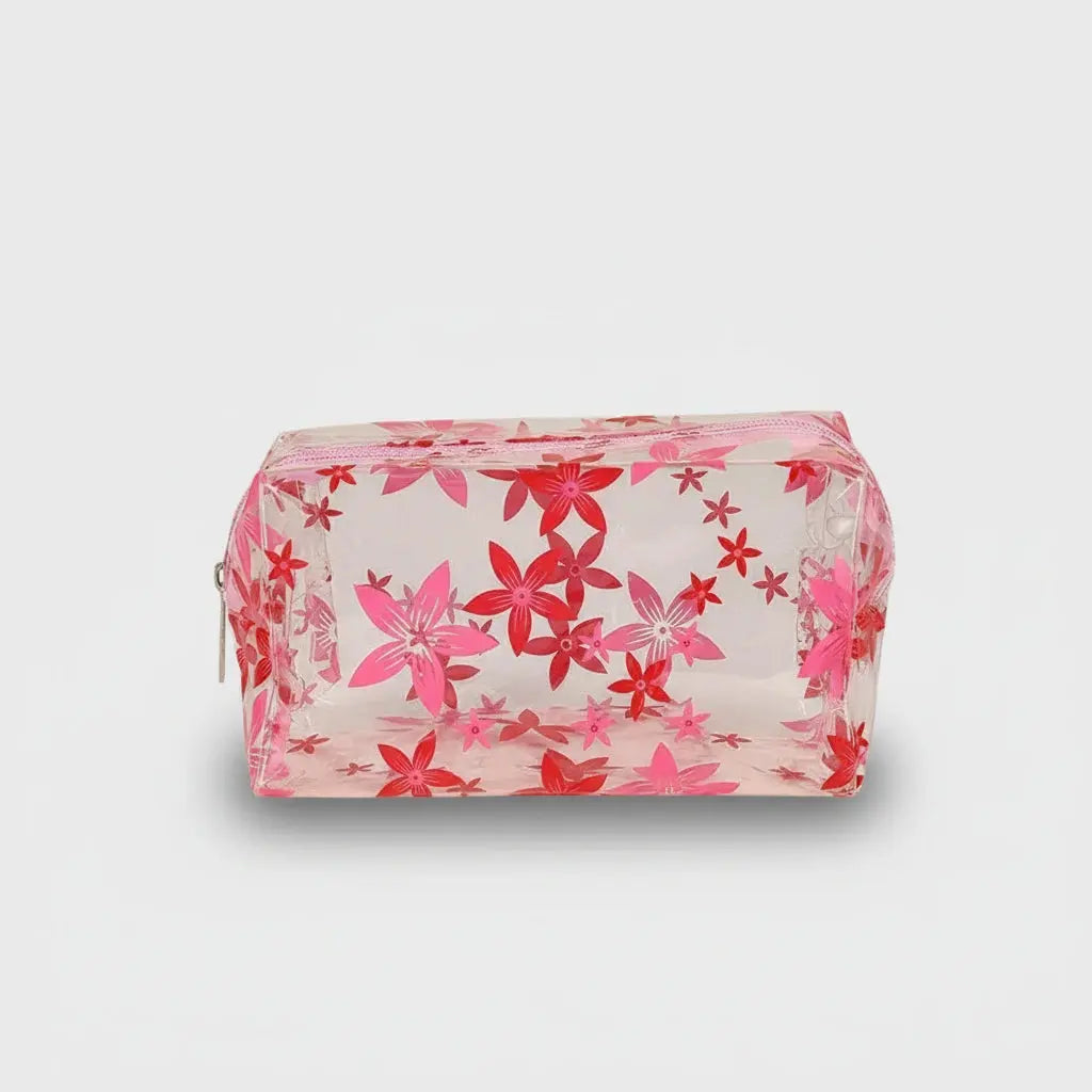 Trousse de toilette transparente motif fleur
