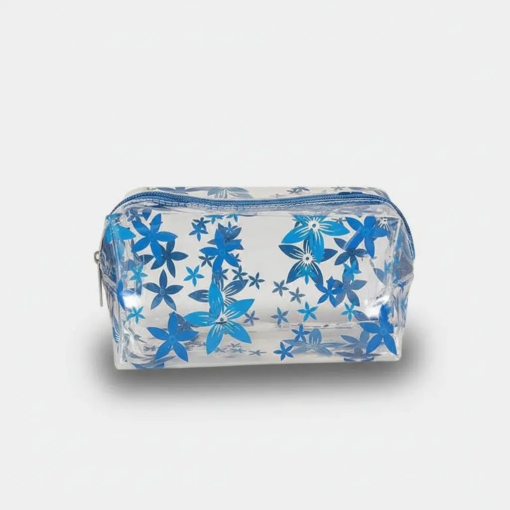 Trousse de toilette transparente motif fleur