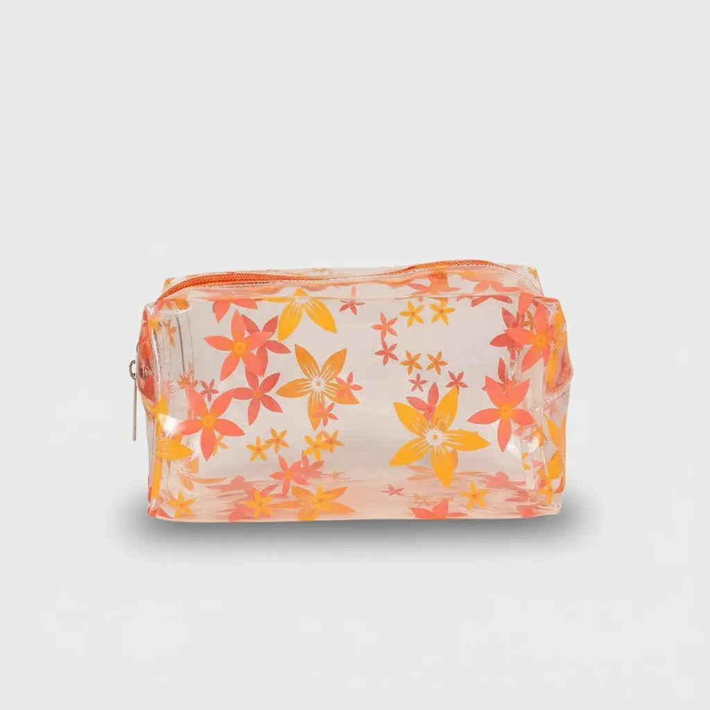 Trousse de toilette transparente motif fleur
