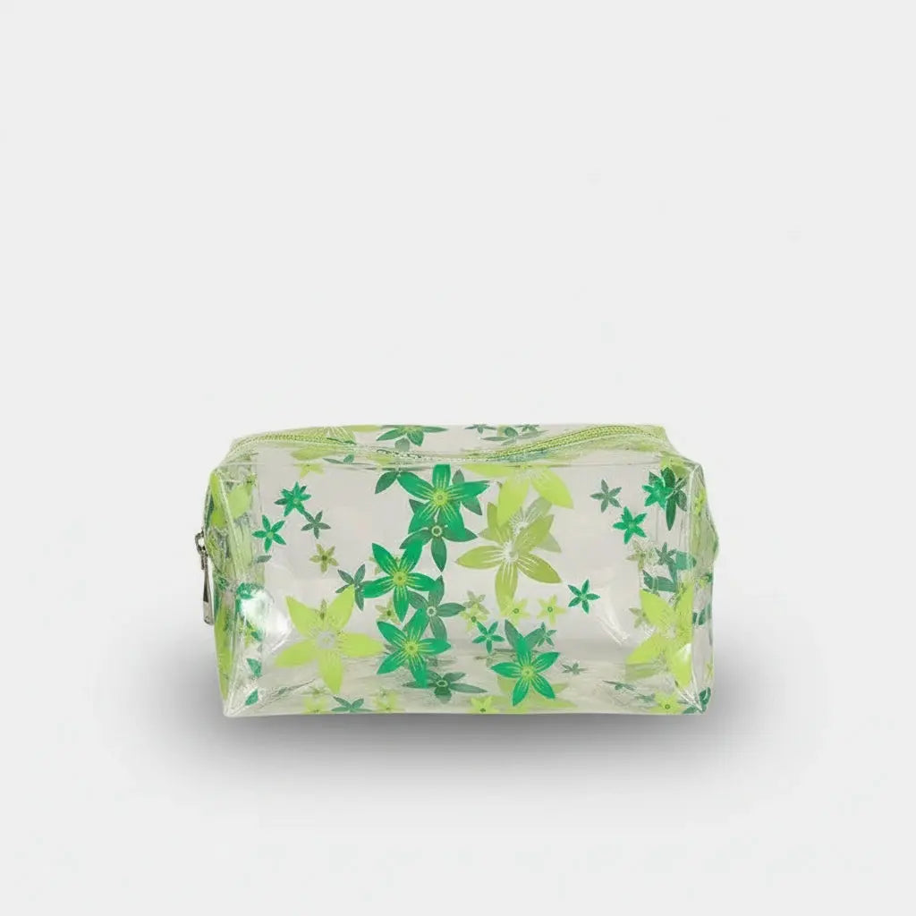Trousse de toilette transparente motif fleur