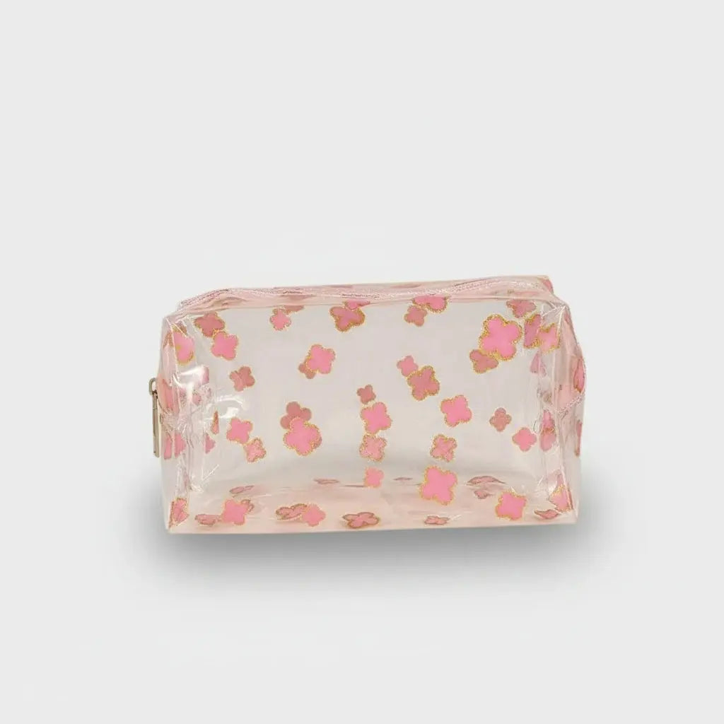 Trousse de toilette transparente motif fleur