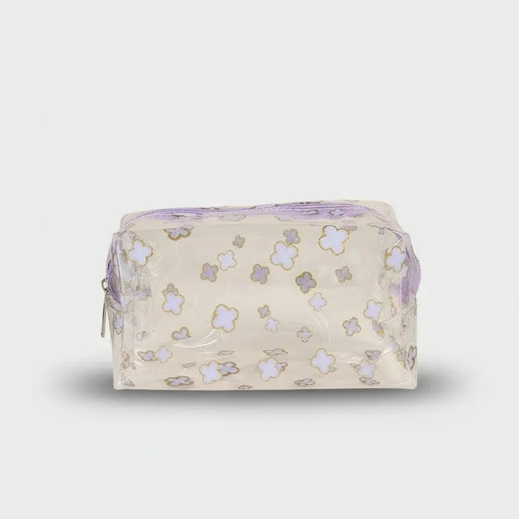 Trousse de toilette transparente motif fleur