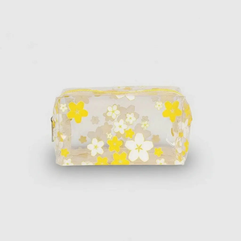 Trousse de toilette transparente motif fleur
