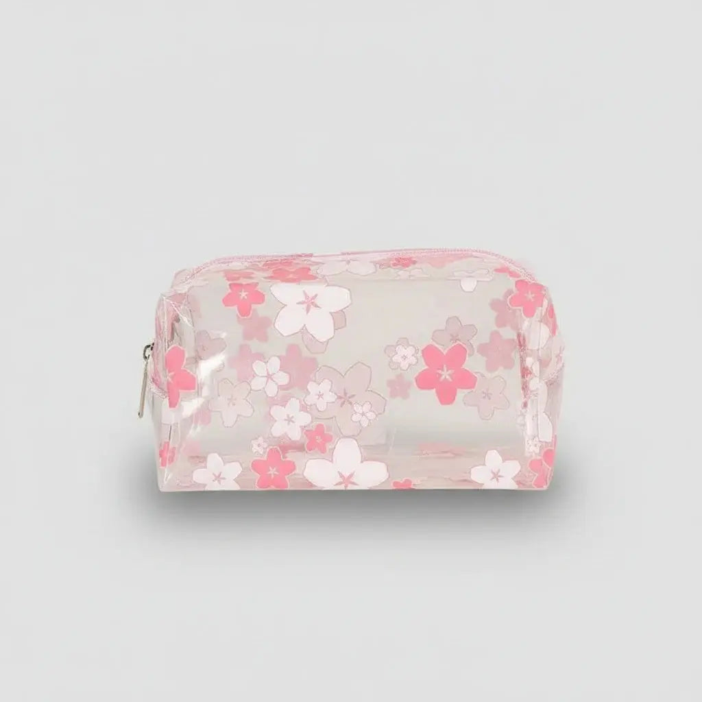 Trousse de toilette transparente motif fleur