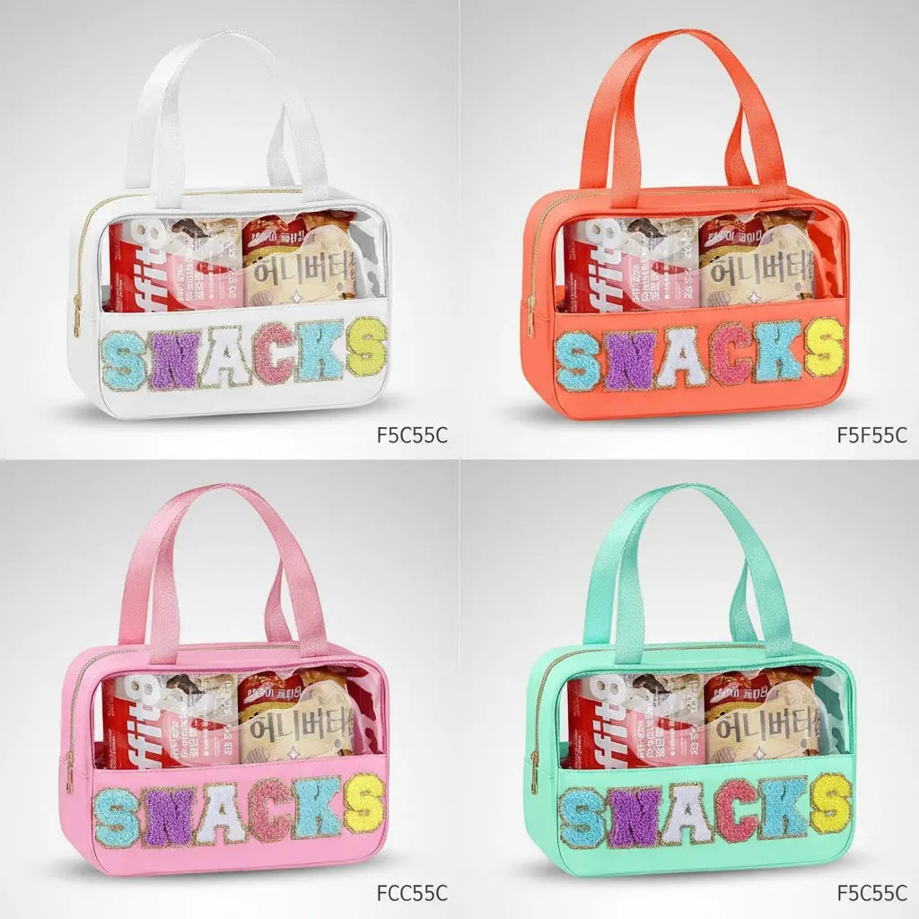 Trousse de toilette transparente snacks 