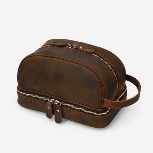 Trousse toilette cuir de vache arrondie homme