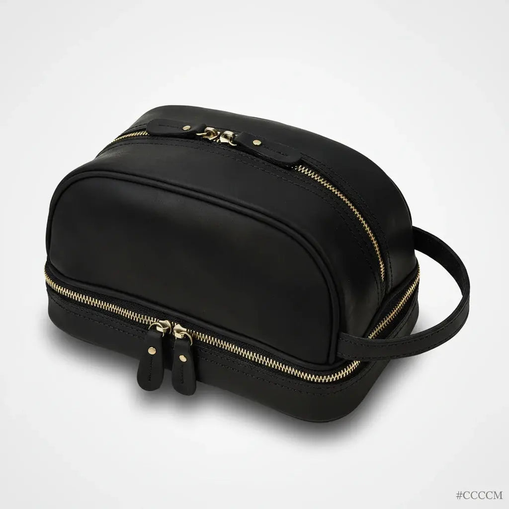 Trousse toilette cuir de vache arrondie homme