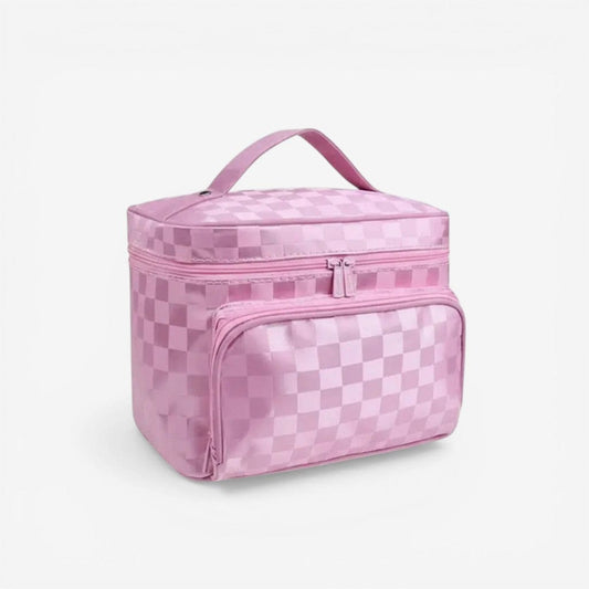 Trousse toilette femme rayée étanche – organisateur chic