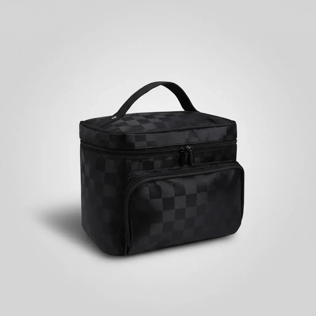 Trousse toilette femme rayée étanche – organisateur chic