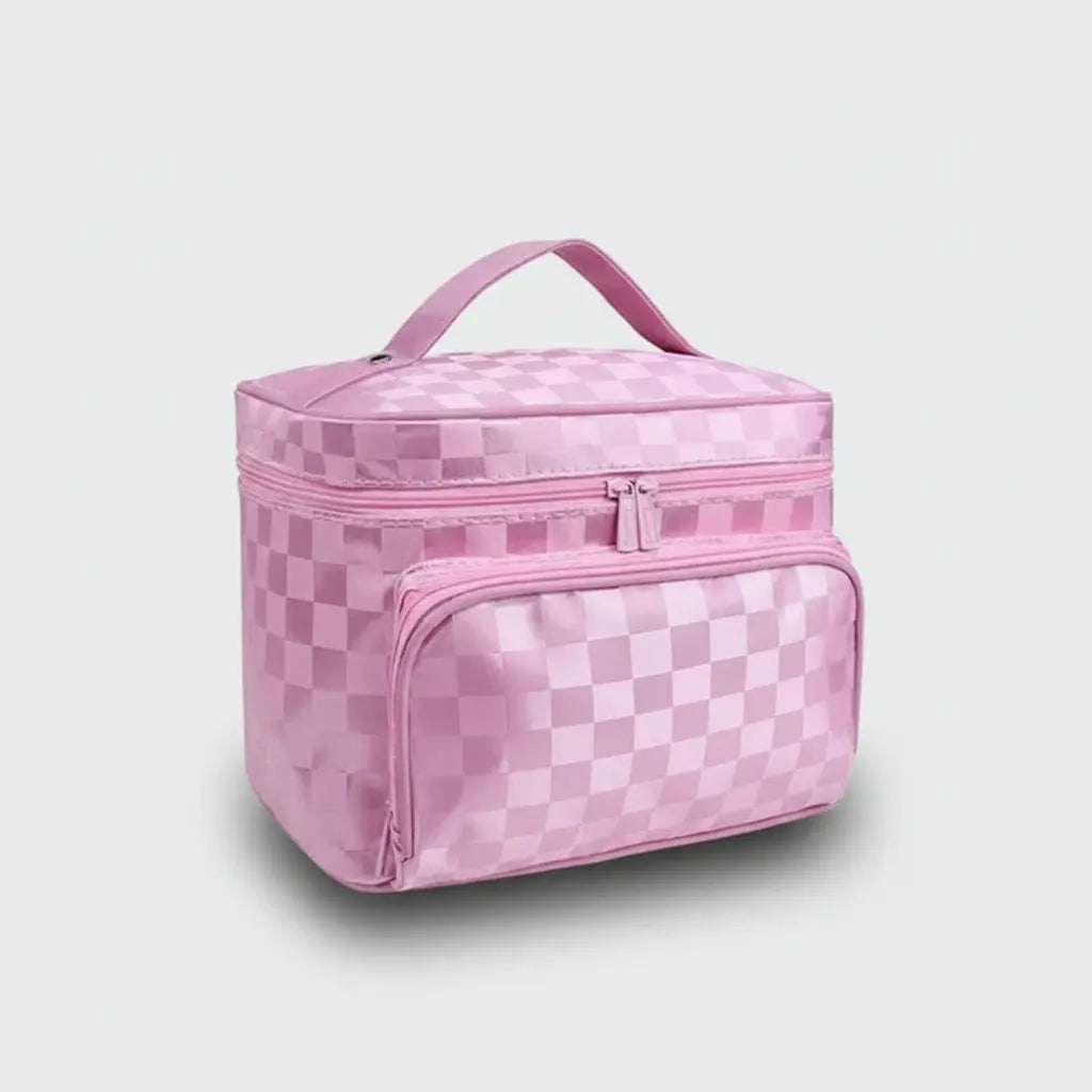 Trousse toilette femme rayée étanche – organisateur chic