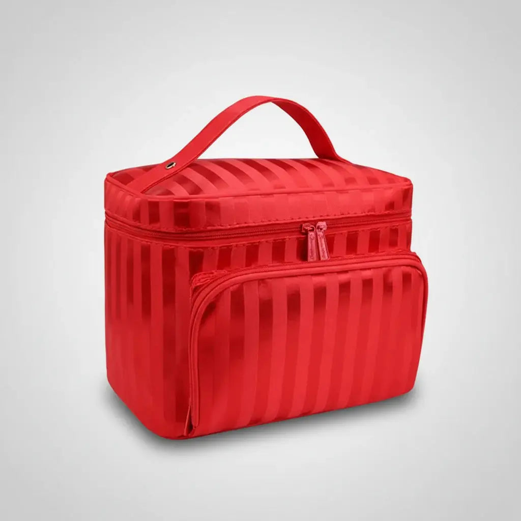 Trousse toilette femme rayée étanche – organisateur chic