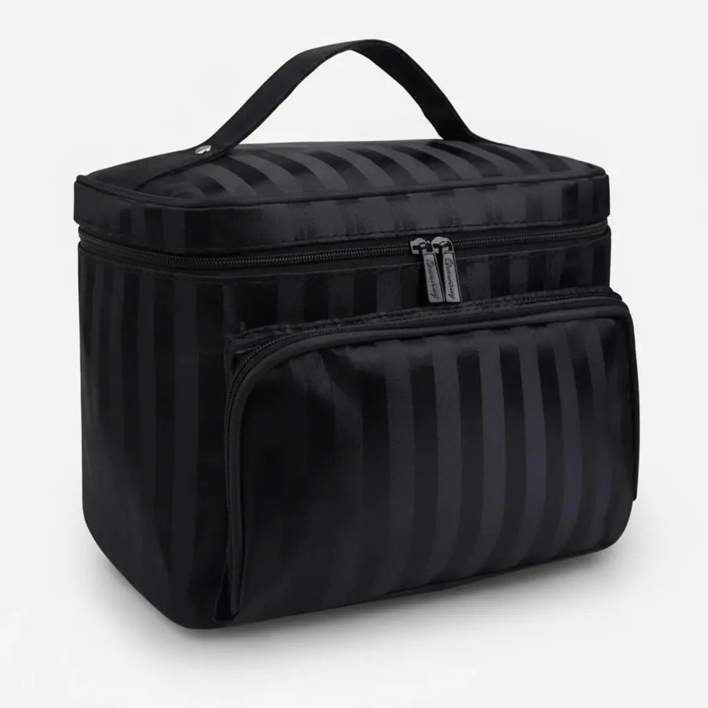 Trousse toilette femme rayée étanche – organisateur chic