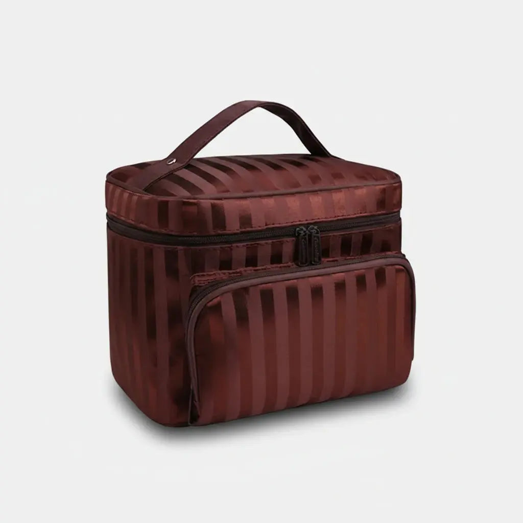 Trousse toilette femme rayée étanche – organisateur chic